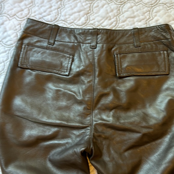 Vintage Wide Leg Chocolate Brown Leather Trousers - Picture 3 of 4